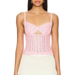 MAJORELLE Pink Crochet Tank Top